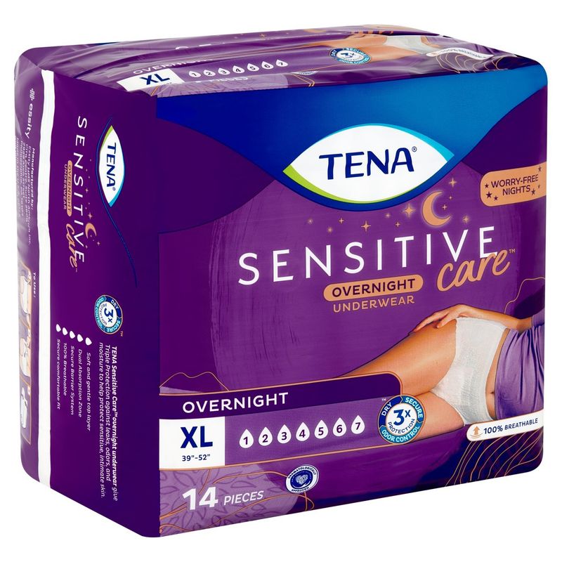 Tena Sensitive Care Overnight Underwear XL, 14 count