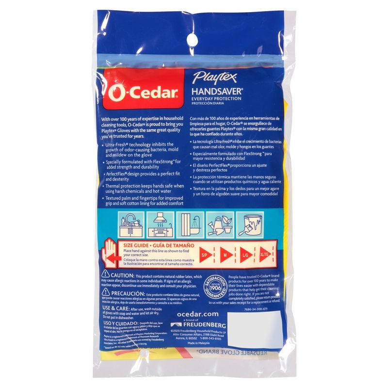 O-Cedar Playtex Handsaver Everyday Protection Gloves, XL, 1 pair