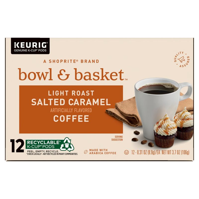 Bowl &amp; Basket Light Roast Salted Caramel Coffee K-Cup Pods, 0.31 oz, 12 count