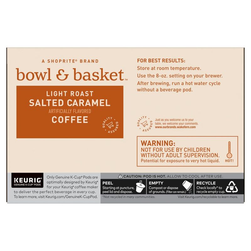 Bowl &amp; Basket Light Roast Salted Caramel Coffee K-Cup Pods, 0.31 oz, 12 count