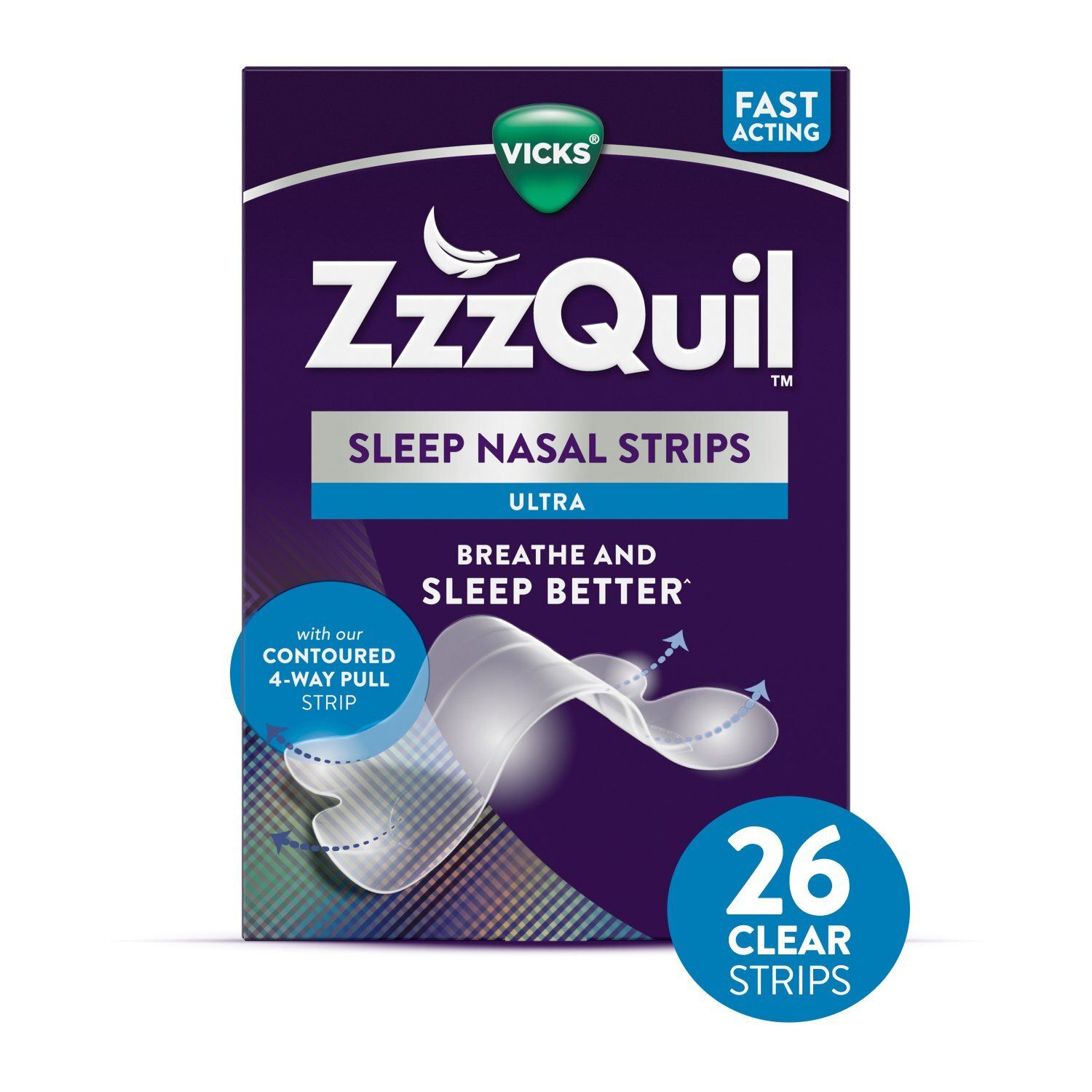 ZzzQuil Sleep Nasal Strips, Clear Nasal Strips, Snoring Relief from Nasal Congestion, Works Instant