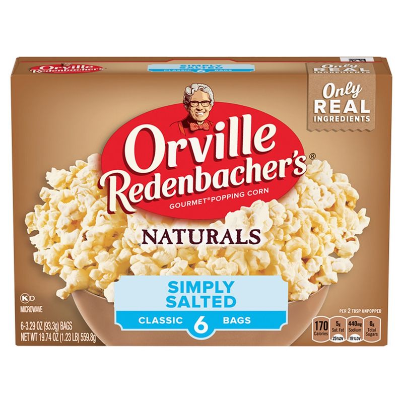 Orville Redenbacher's Naturals Simply Salted Microwave Gourmet Popping Corn, 3.29 oz, 6 count