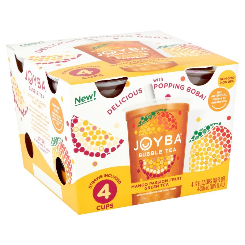 Joyba Mango Passion Fruit Green Bubble Tea, 12 fl oz, 4 count