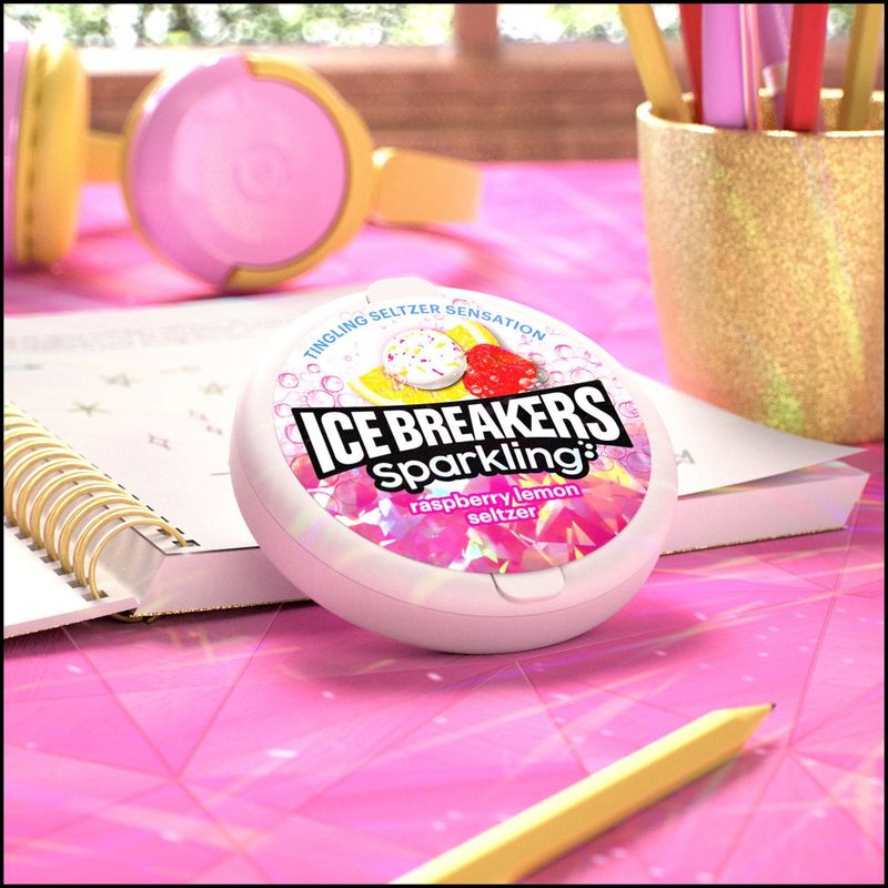 Ice Breakers Sparkling Raspberry Lemon Seltzer Sugar Free Mints, 1.5 oz
