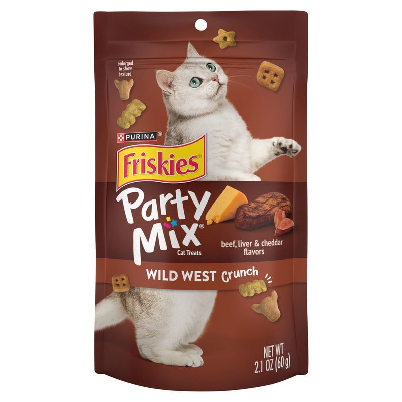 Purina Friskies Party Mix Beef, Liver &amp; Cheddar Flavors Cat Treats, 2.1 oz