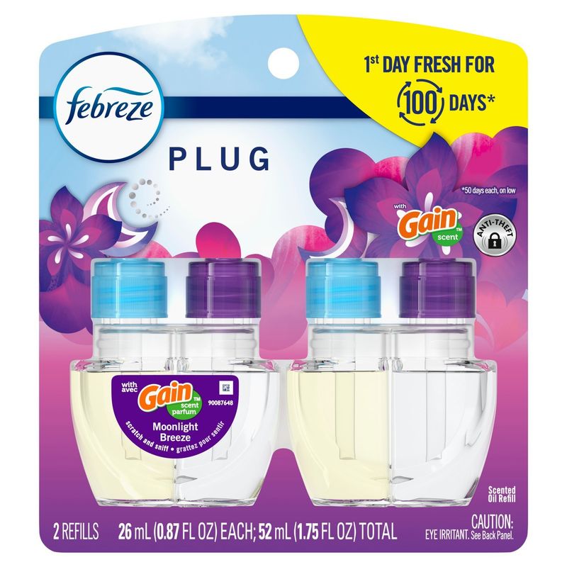Febreze Plug with Gain Scent Scented Oil Refill, 0.87 fl oz, 2 count