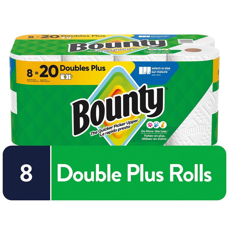 Bounty Doubles Plus Paper Towel Rolls, 8 count
