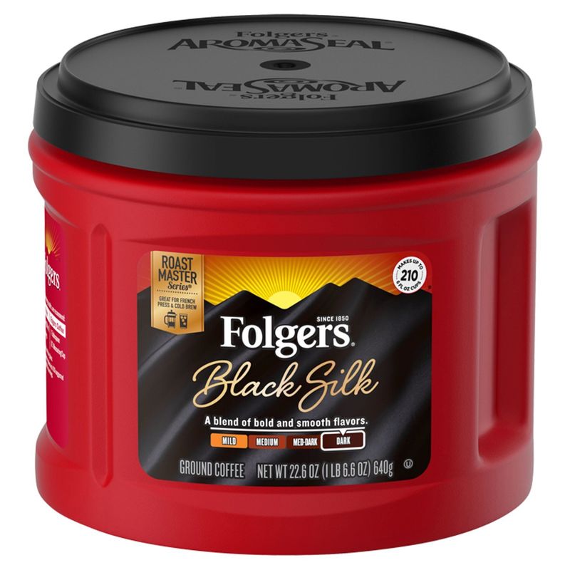 Folgers Black Silk Dark Ground Coffee, 22.6 oz