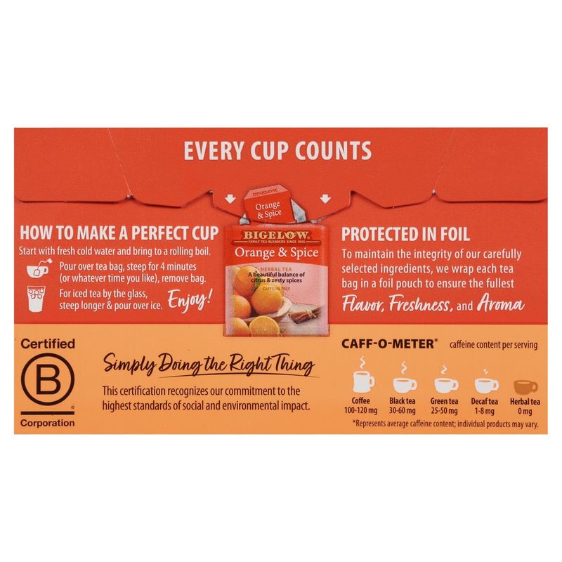 Bigelow Orange &amp; Spice Herbal Tea Bags, 20 count, 1.50 oz