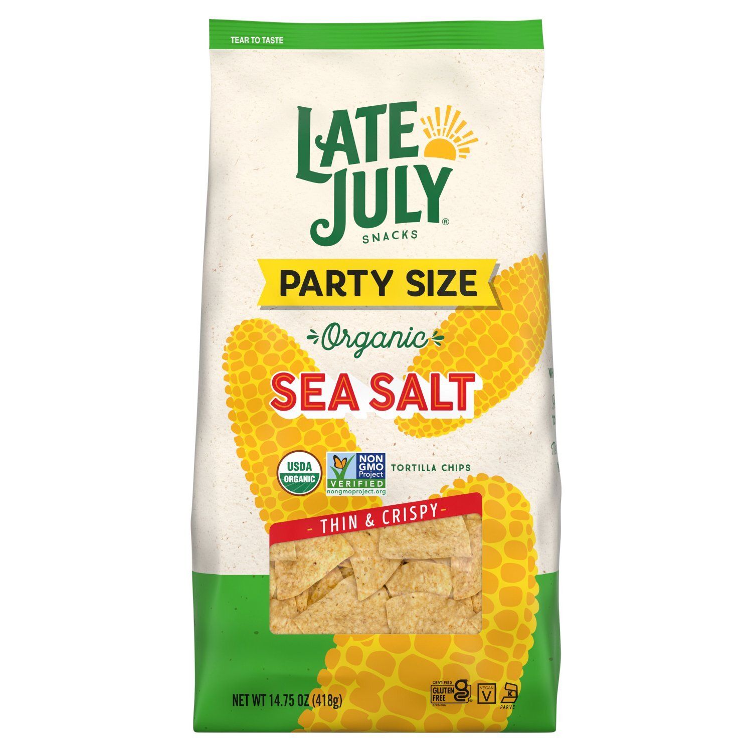 Late July Snacks Organic Sea Salt Tortilla Chips Party Size, 14.75 oz