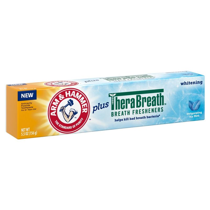 Arm &amp; Hammer TheraBreath Invigorating Icy Mint Plus Anticavity Fluoride Toothpaste, 6+ Years, 5.5 oz