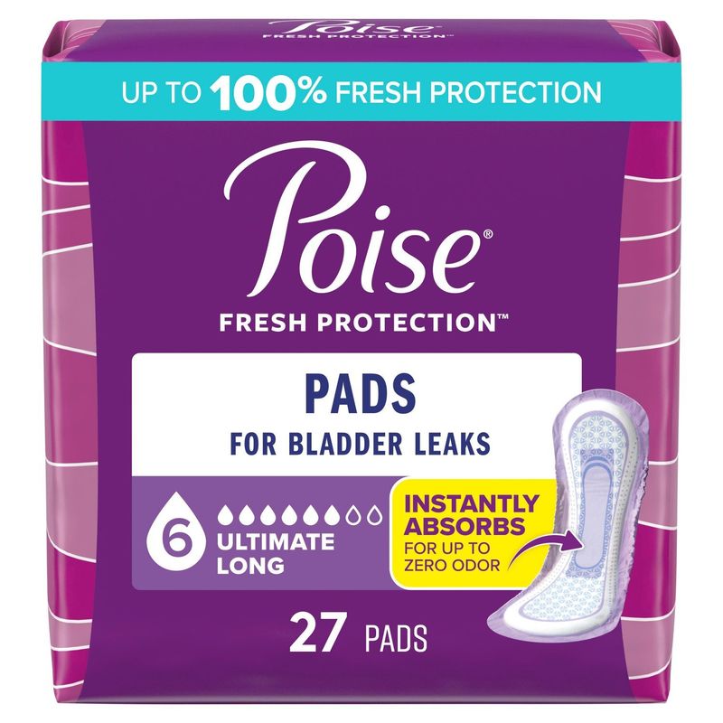 Poise Fresh Protection Ultimate Long Pads, 27 count
