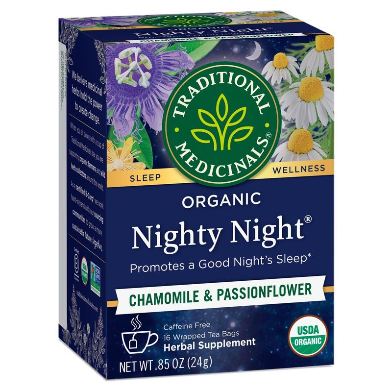 Traditional Medicinals Nighty Night Chamomile &amp; Passionflower Herbal Supplement, 16 count, .85 oz