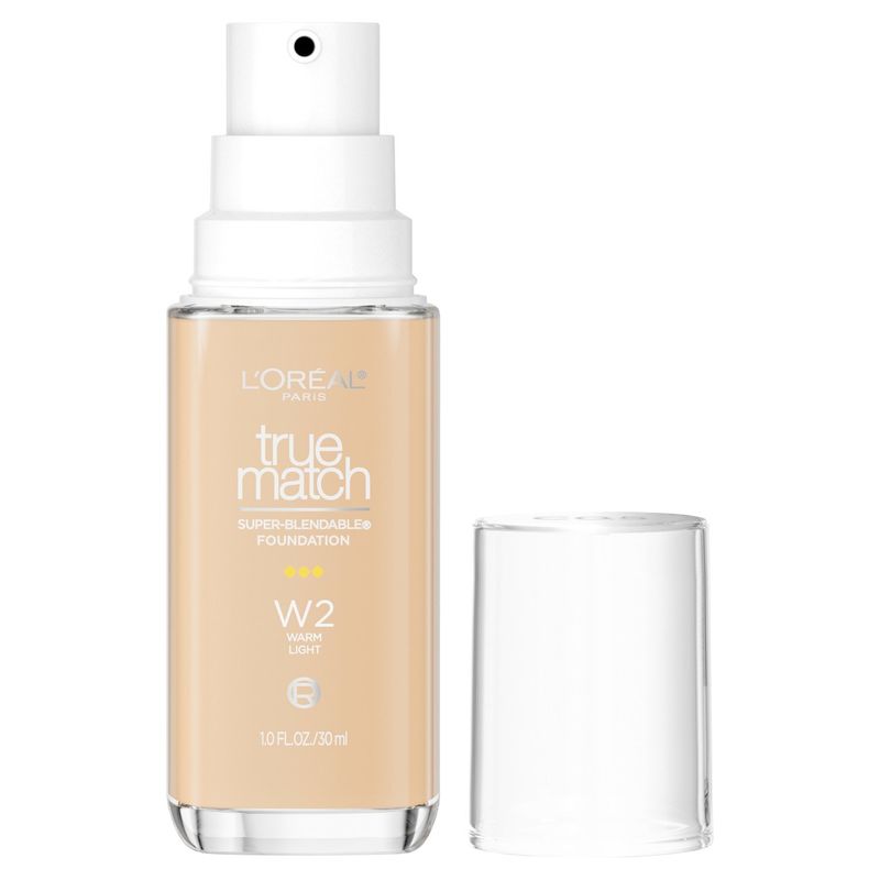 L'Oréal Paris True Match W2 Warm Light Super-Blendable Foundation, 1.0 fl oz