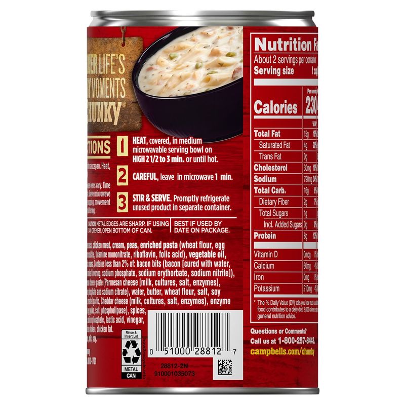 Campbell's Chunky Creamy Chicken Bacon Carbonara Soup, 18.8 oz