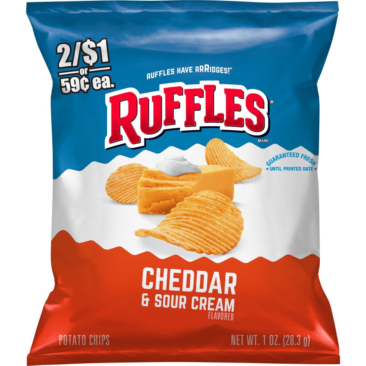 Ruffles Potato Chips Cheddar &amp; Sour Cream Flavored 1 Oz