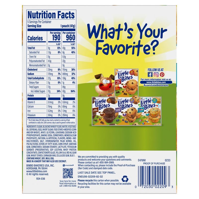 Entenmann's Little Bites Party Cake Muffins, 20 count, 8.25 oz