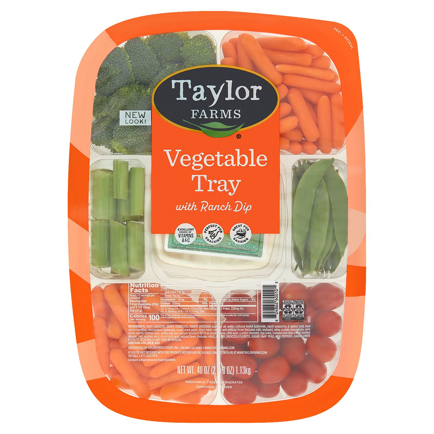 Taylor Farms Vegetable Tray with Ranch Dip, 2.5 lbs