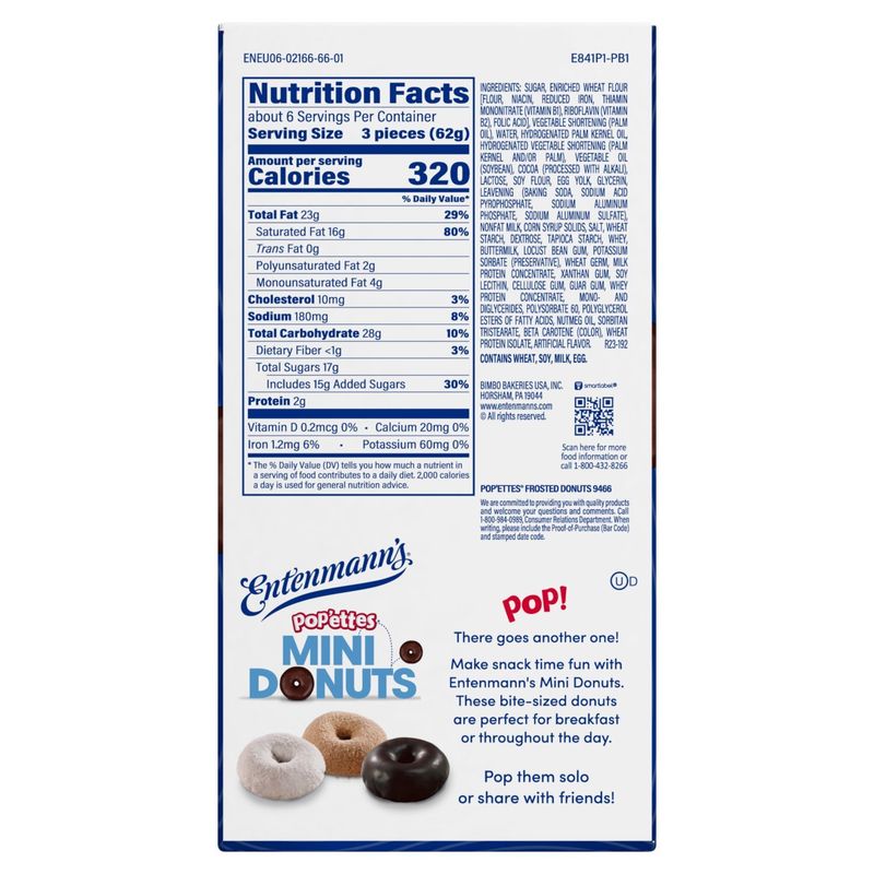 Entenmann's Pop'ettes Frosted Mini Donuts, 14 oz