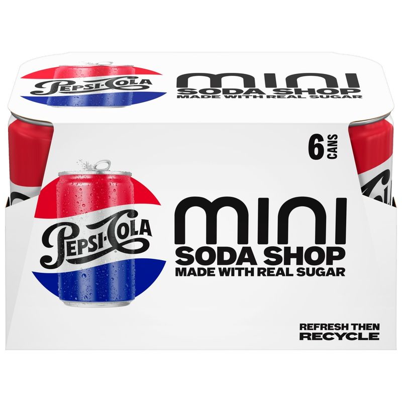 Pepsi Mini Soda Shop Real Sugar Cola 7.5 Fl Oz, 6 Count