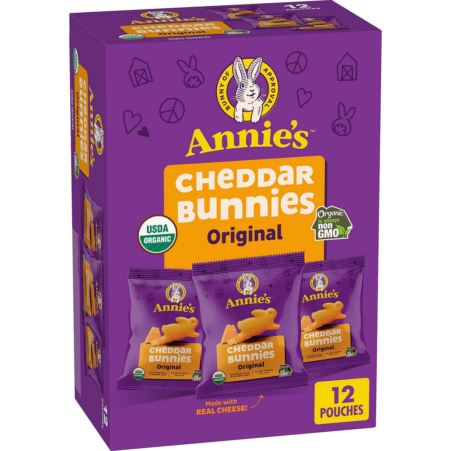 Annie's Original Cheddar Bunnies Baked Crackers, 1 oz, 12 count