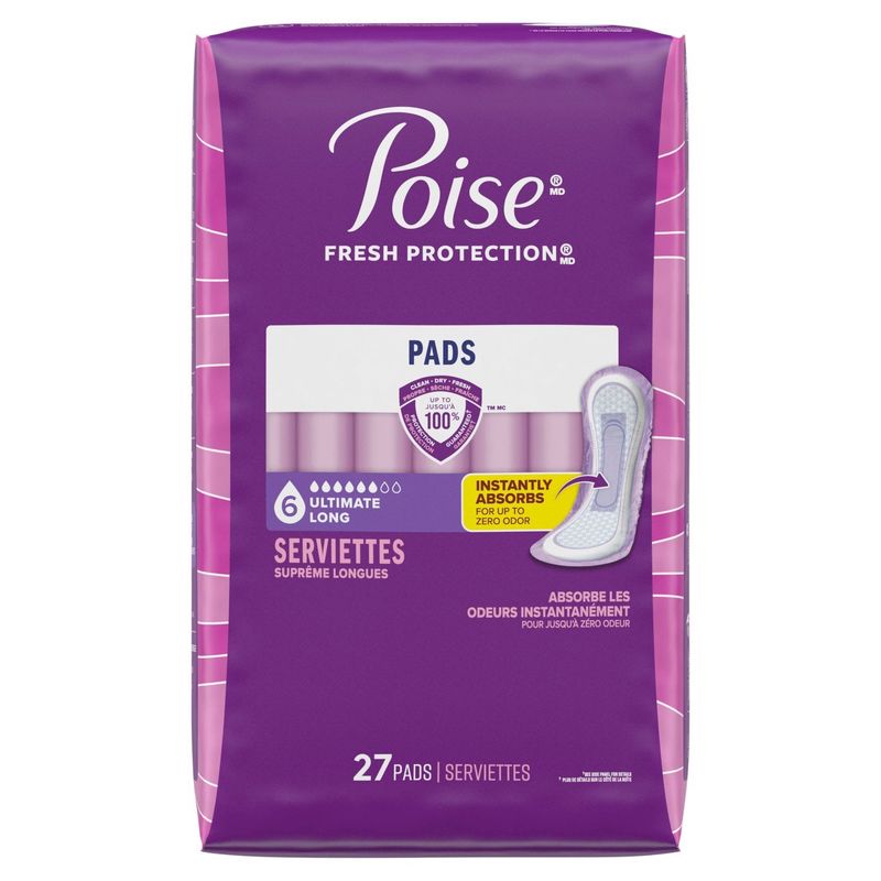 Poise Fresh Protection Ultimate Long Pads, 27 count