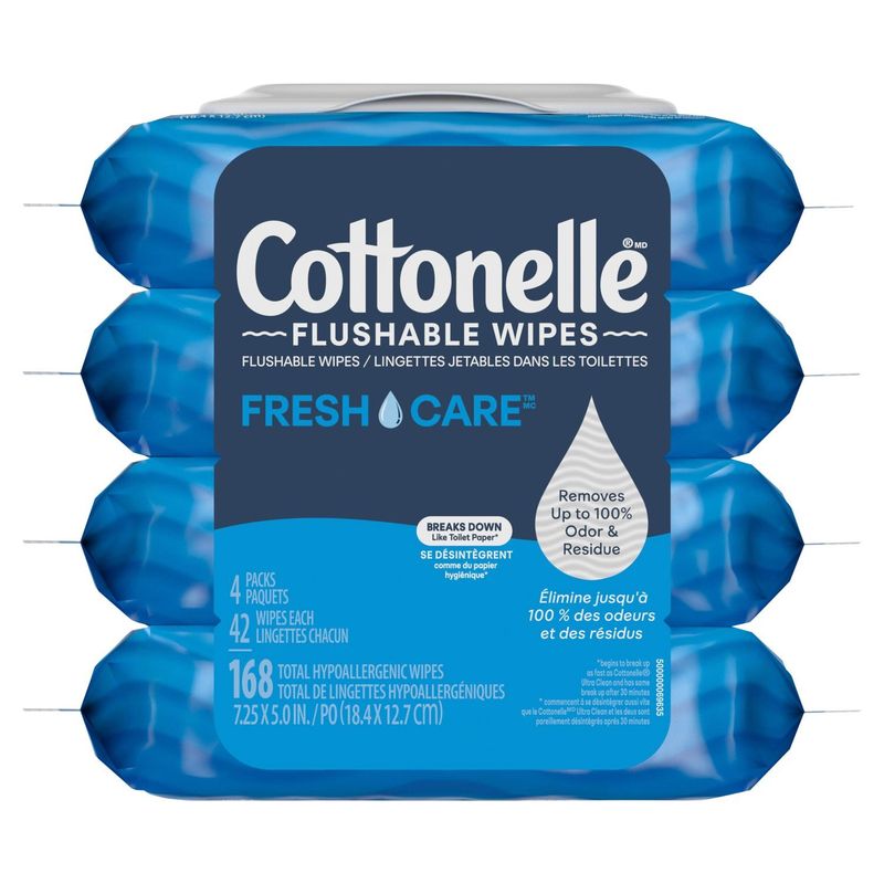 Cottonelle FreshCare Hypoallergenic Flushable Wipes, 42 count, 4 count
