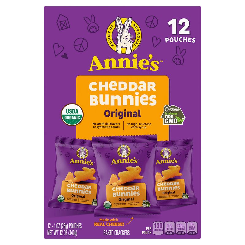 Annie's Original Cheddar Bunnies Baked Crackers, 1 oz, 12 count