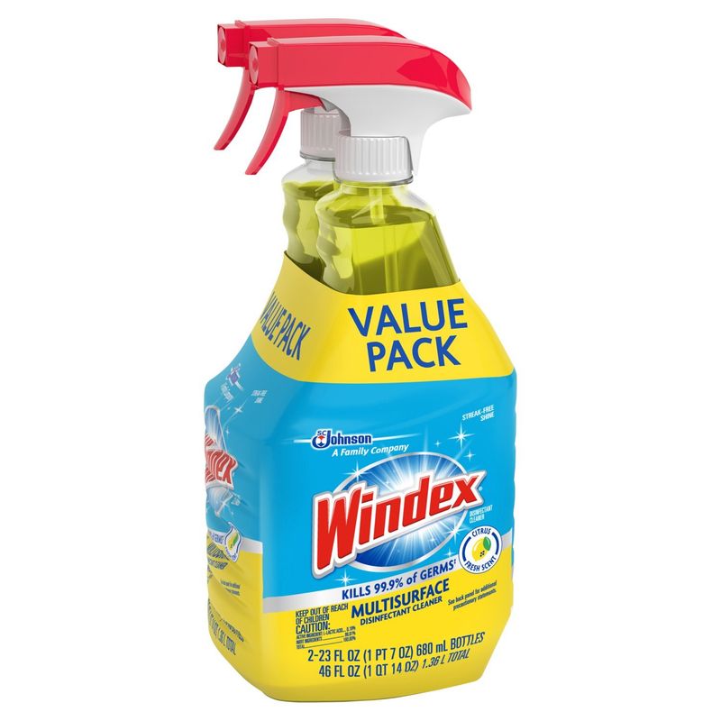 Windex Citrus Fresh Scent Multisurface Disinfectant Cleaner Value Pack, 23 fl oz, 2 count
