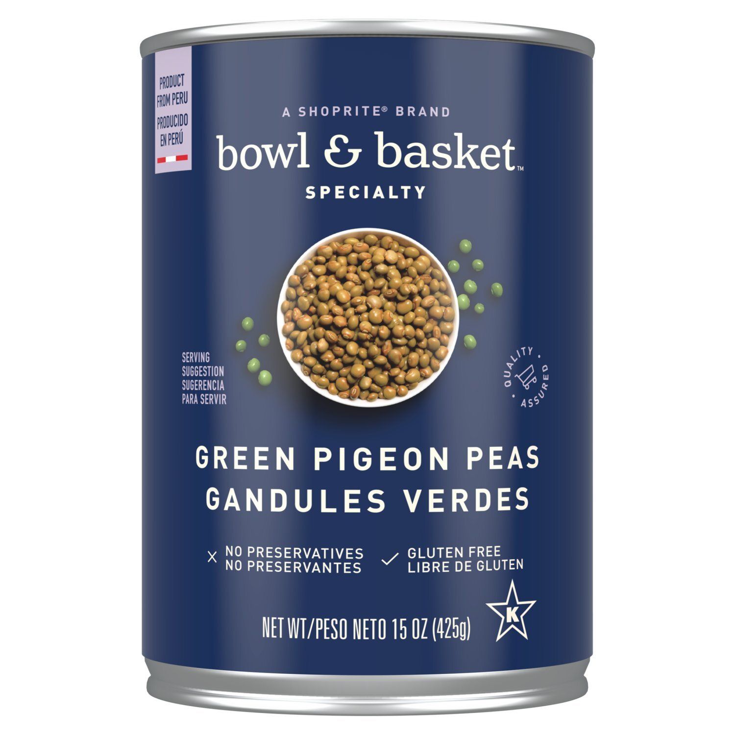 Bowl &amp; Basket Specialty Green Pigeon Peas, 15 oz