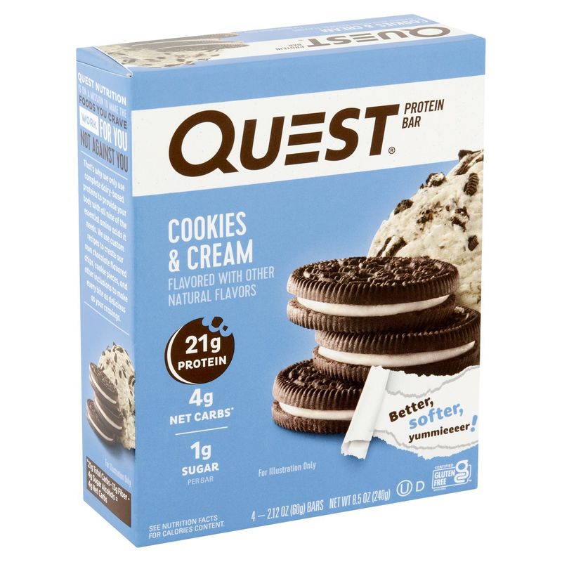 Quest Cookies &amp; Cream Protein Bar, 2.12 oz, 4 count