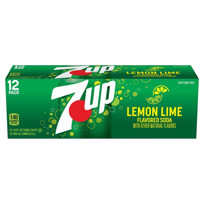 7UP Lemon Lime Flavored Soda, 12 fl oz, 12 count