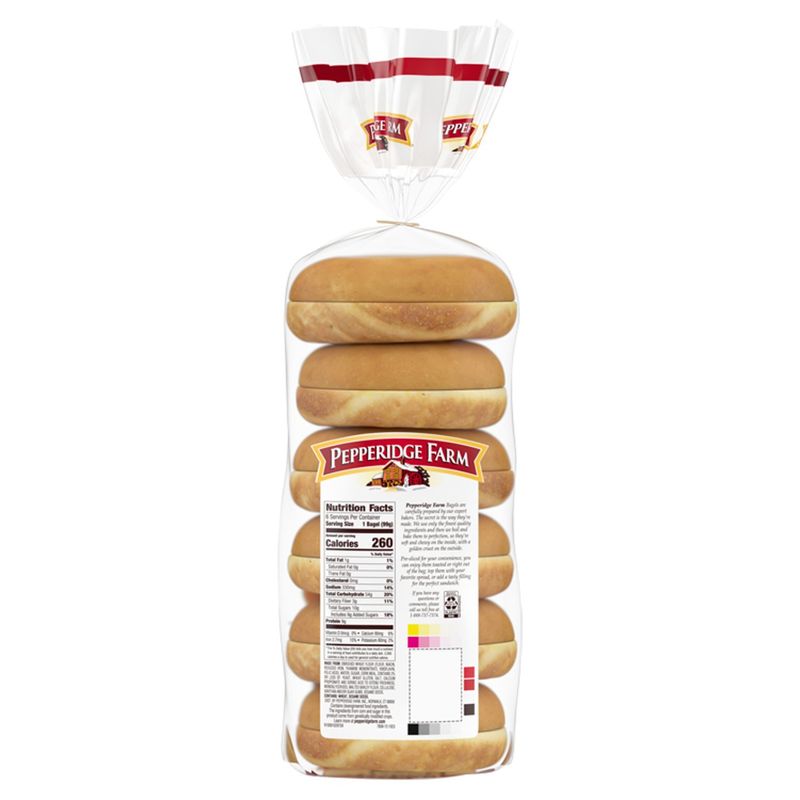 Pepperidge Farm Plain Pre-Sliced Bagels, 6 count, 21 oz