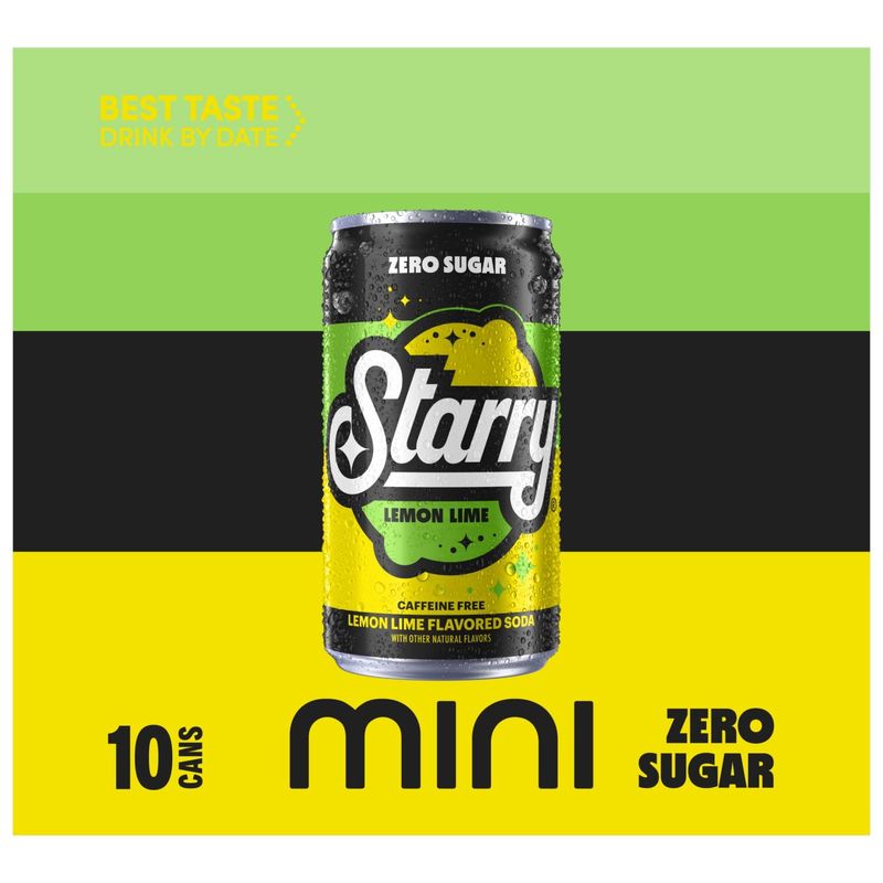 Starry Zero Sugar Soda Lemon Lime 7.5 Fl Oz, 10 Count