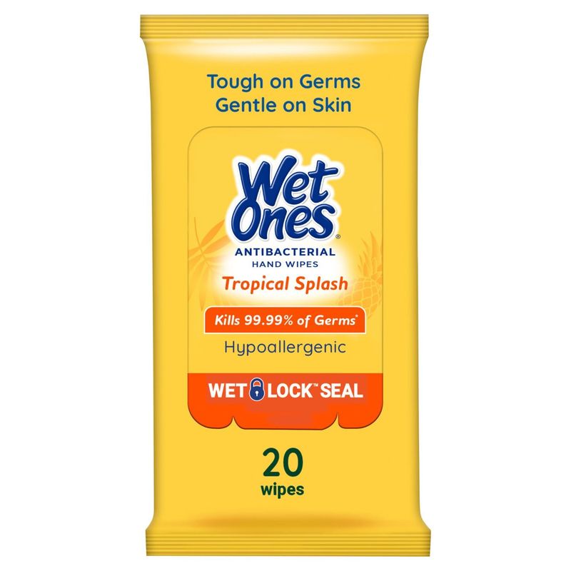 Wet Ones Tropical Splash Antibacterial Hand Wipes, 20 count