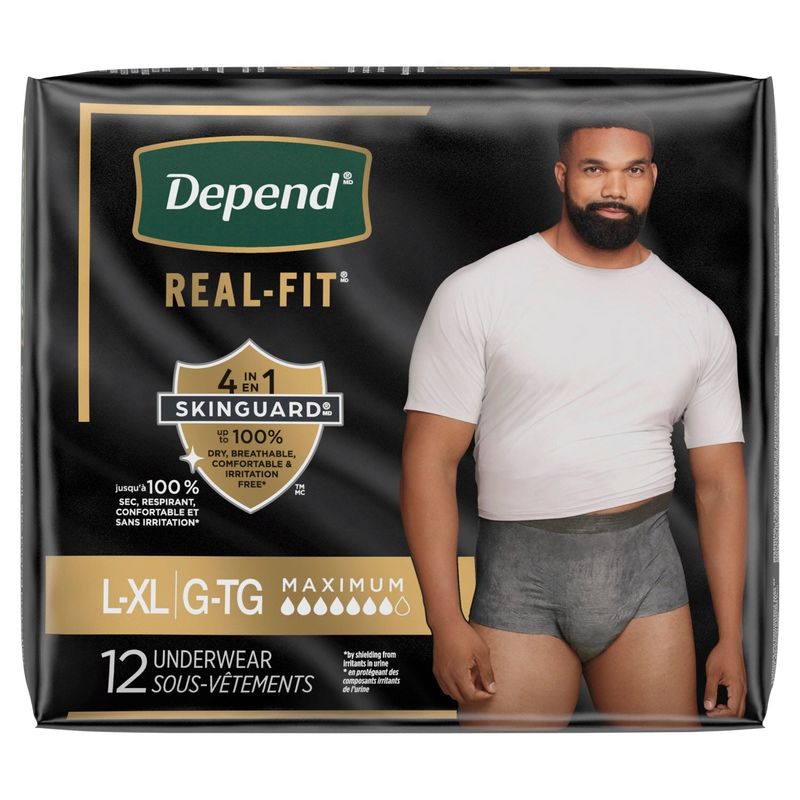 Depend Real-Fit Maximum Underwear, Size L-XL, 12 count