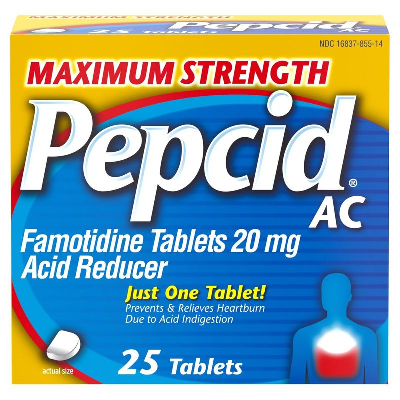 Pepcid Maximum Strength AC Acid Reducer Famotidine Tablets, 20 mg, 25 count