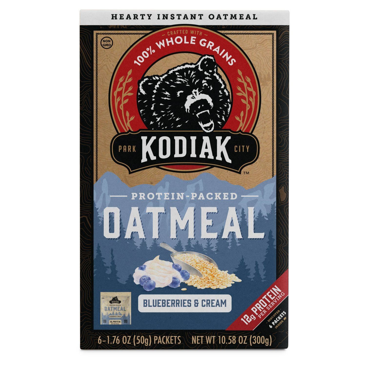Kodiak Cakes Blueberries &amp; Cream Oatmeal, 1.76 oz, 6 count