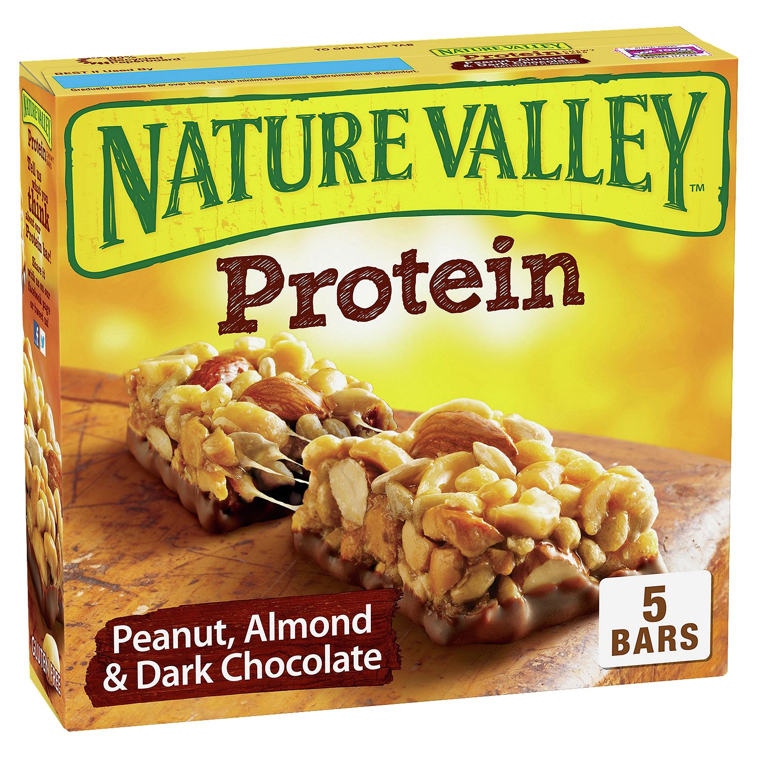 Nature Valley Protein Peanut, Almond &amp; Dark Chocolate Chewy Bars, 1.42 oz, 5 count