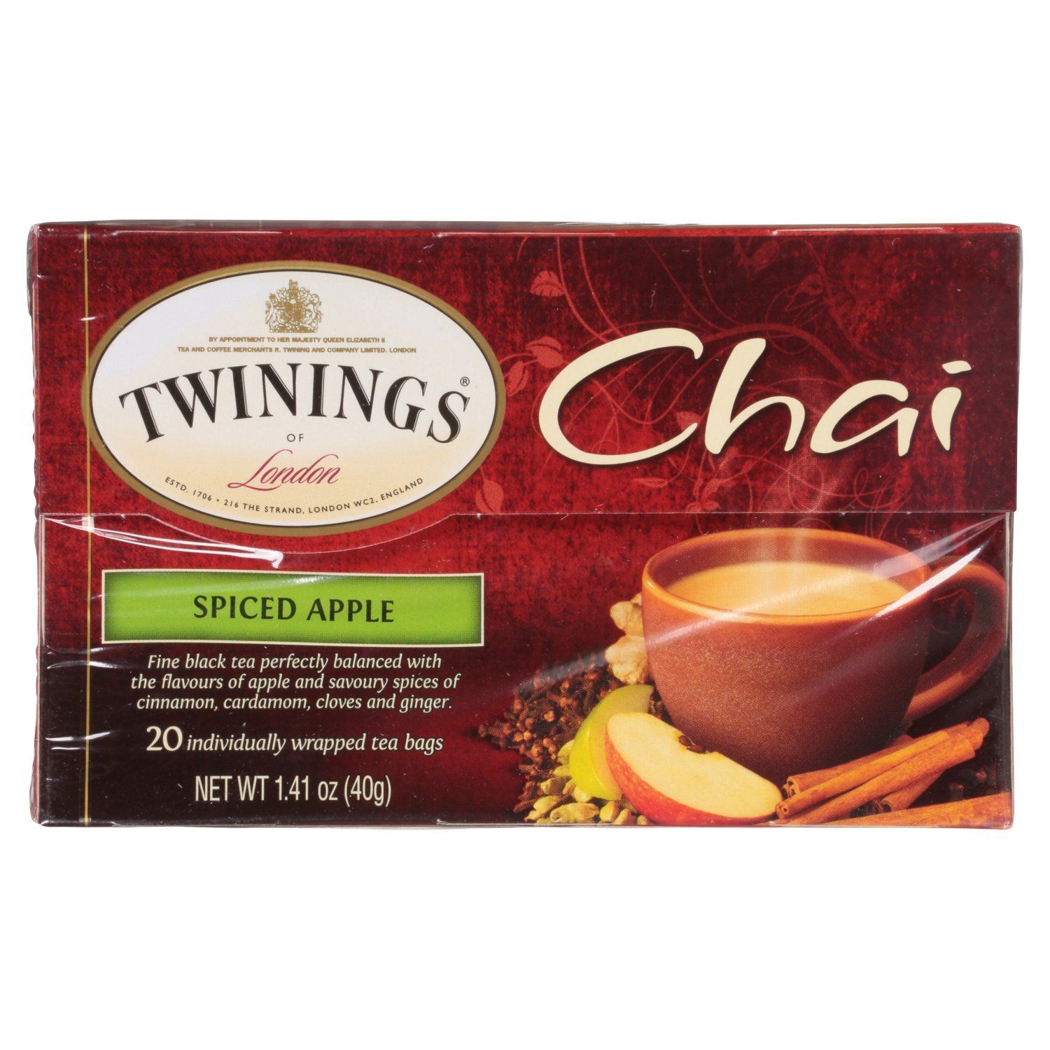 Twinings Chai Spiced Apple Flavoured Black Tea Bags, 20 count, 1.41 oz