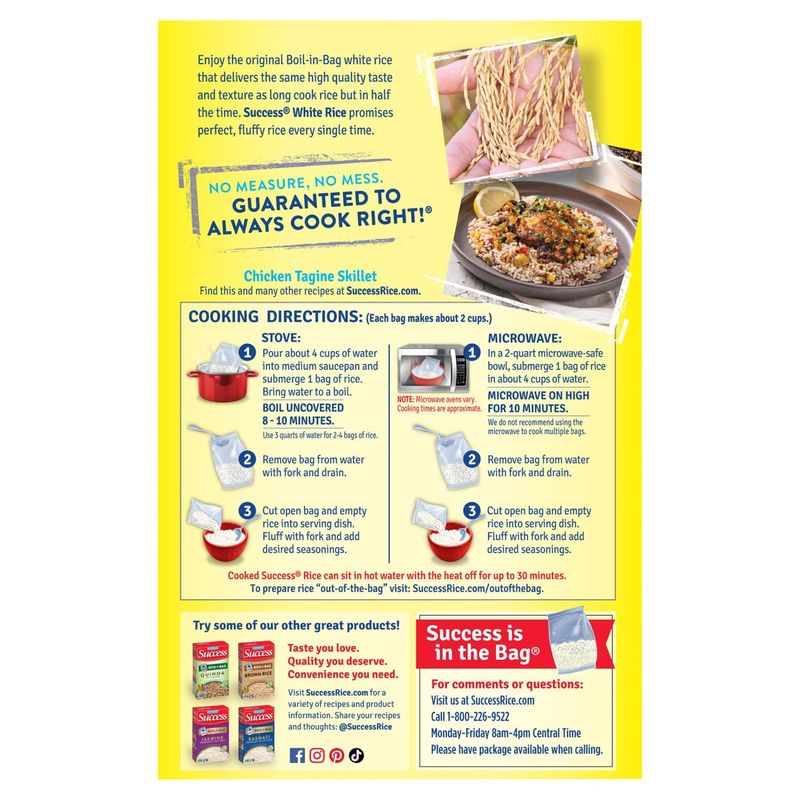 Success Boil-in-Bag White Rice, 6 count, 21 oz