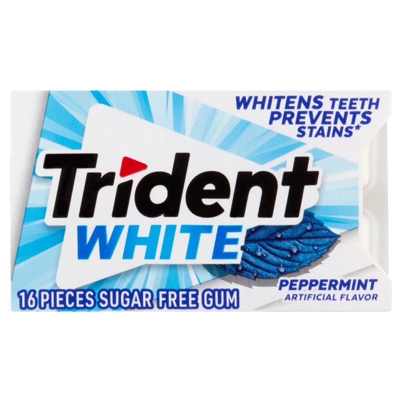Trident White Peppermint Sugar Free Gum, 16 count