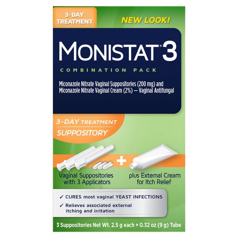 Monistat 3-Day Treatment Suppository Combination Pack, 3 count, 0. 32 oz