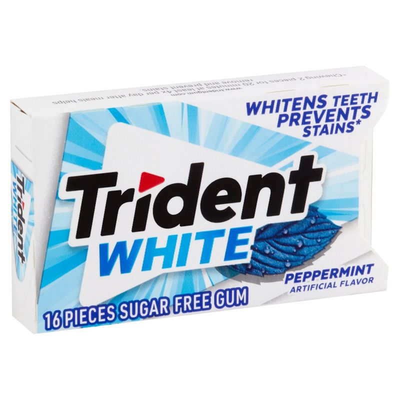 Trident White Peppermint Sugar Free Gum, 16 count