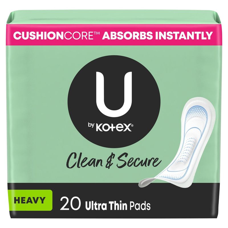 U by Kotex Clean &amp; Secure Heavy Ultra Thin Pads, 20 count