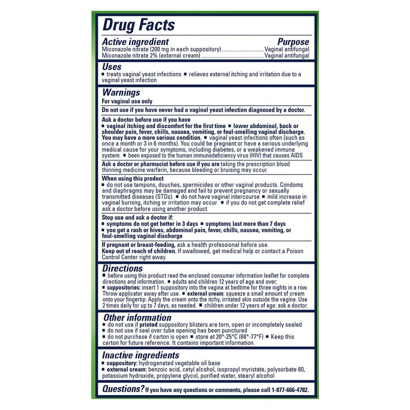 Monistat 3-Day Treatment Suppository Combination Pack, 3 count, 0. 32 oz