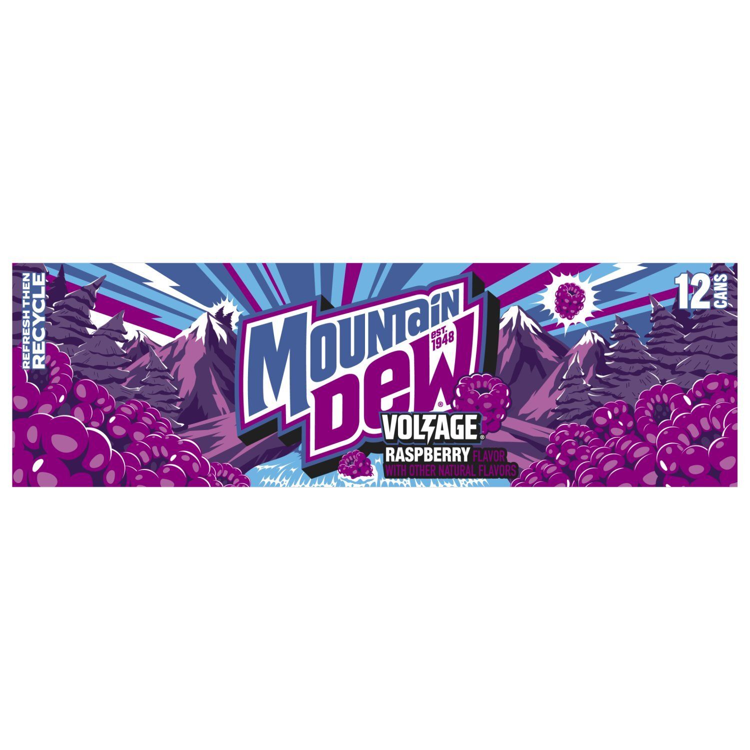 Mountain Dew Voltage Soda Raspberry 12 Fl Oz, 12 Count