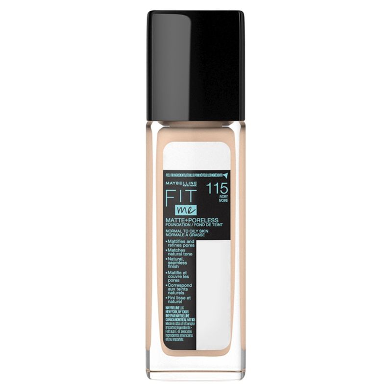 Maybelline New York Fit Me! Matte + Poreless 115 Ivory Foundation, 1 fl oz