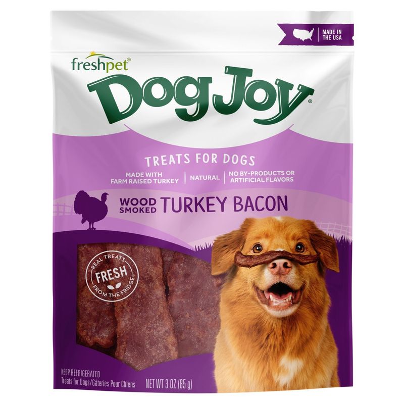 Freshpet Dog Joy Wood Smoked Turkey Bacon Treats for Dogs, 3 oz