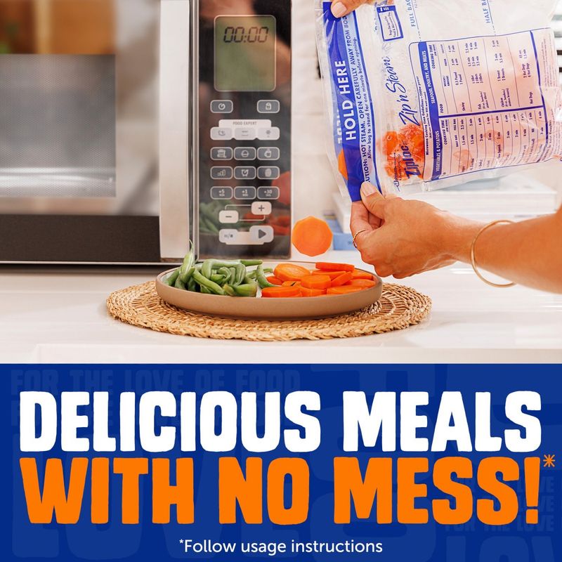 Ziploc Zip'n Steam Microwavable Steam Cooking Bags, 10 count